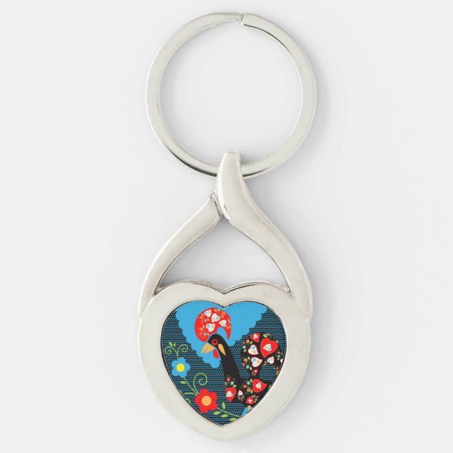 Tupp i Portugal Twisted Heart Silverfärgad Nyckelring (Framsidan)