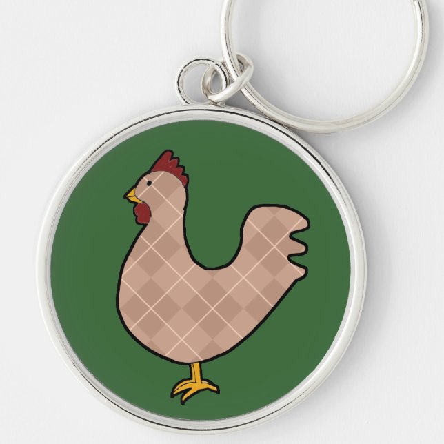 Tupp Keychain Argyle för Folk konst Rund Silverfärgad Nyckelring (Framsidan)