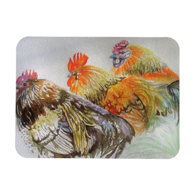 Tupp-kycklingar Watercolor Art Magnet (Horisontell)