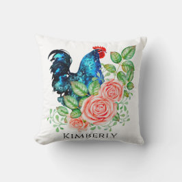 Tupp med Flowers Watercolor Art Dekorativ kudde