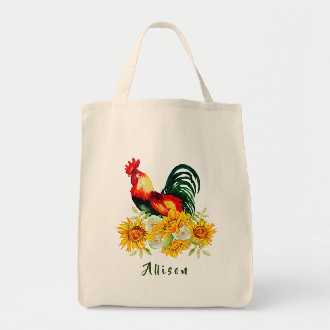Tupp med Personlig av solblommor, Tote Bag Tygkasse (Framsidan)