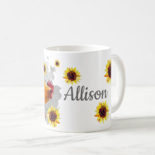 Tupp med Solblommor Personlig Watercolor Co. Kaffemugg