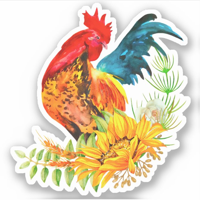 Tupp med solblommor vinylSticker Klistermärken (Framsida)