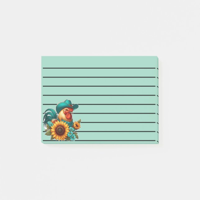 Tupp med turkos hatt och solrosor post-it block (Framsida)