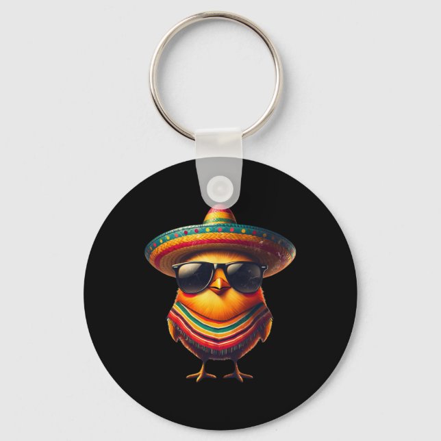 Tupp mexikanska Cinco De Mayo Chicken Älskare Funn Nyckelring (Framsida)