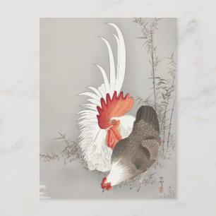 Tupp och Chicken målning av Ohara Koson Vykort