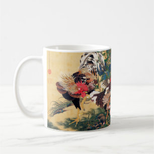 Tupp och Hen med Hydrangeas av Ito Jakuchu Kaffemugg