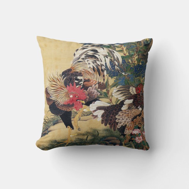 Tupp och höna med vanlig hortensia kudde (Framsida)
