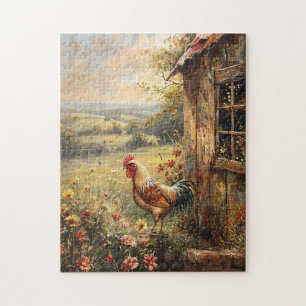 Tupp på Farm Painting Rustic Pussel