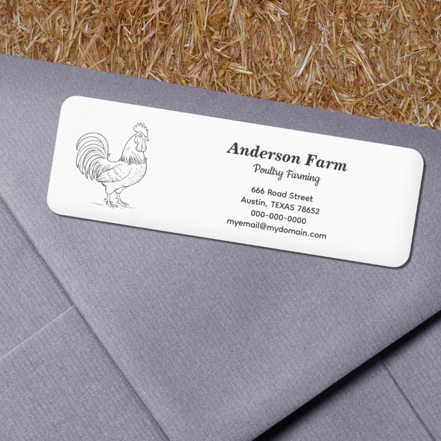 Tupp-serverns adressetikett returadress etikett (Rooster Farm Address Label Sticker)