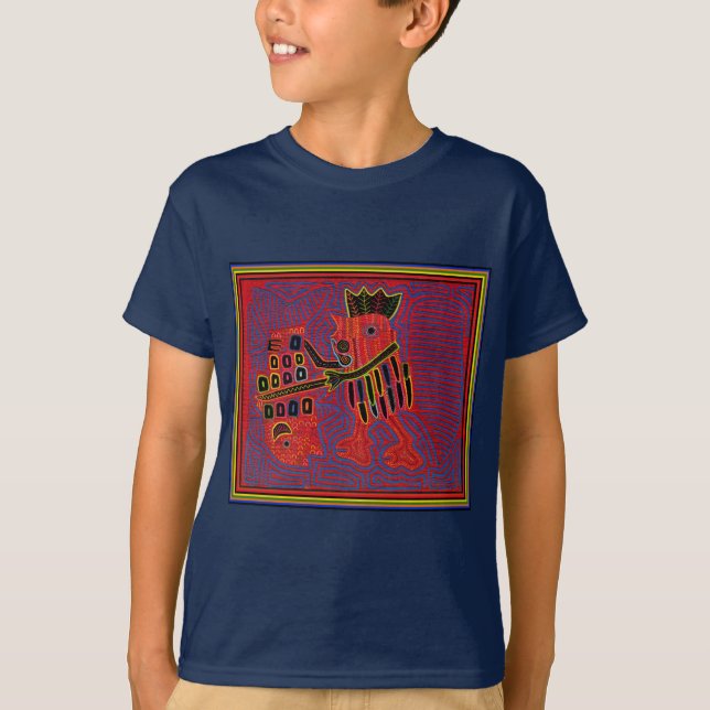 Tupp skalar en fisk med machete t shirt (Framsida)