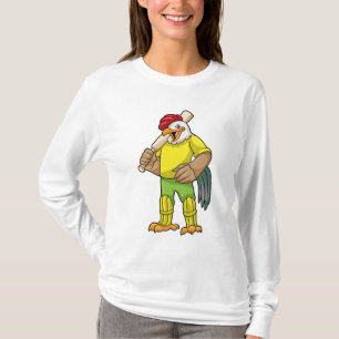 Tupp som Batsman med Cricket fladdermus T Shirt