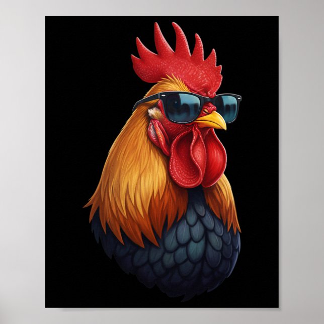Tupp som boss i hönshuset med solglasögon  poster (Framsidan)