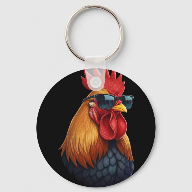 Tupp som chef i hönshuset med solglasögon  nyckelring (Framsida)