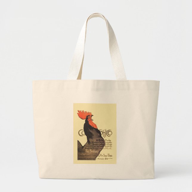 Tupp Steinlen Cocorico Fransk Art Jumbo Tygkasse (Framsidan)