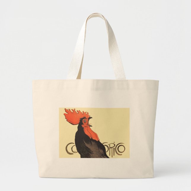 Tupp Steinlen Cocorico Fransk Art Jumbo Tygkasse (Framsidan)