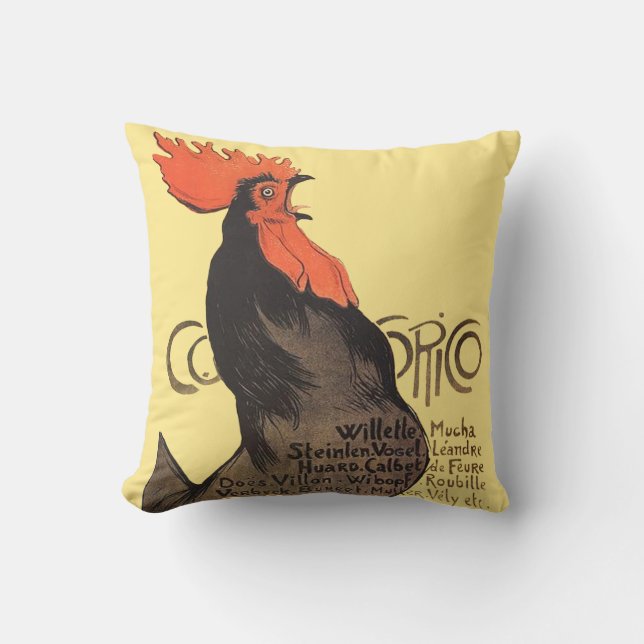 Tupp Steinlen Cocorico Fransk Art Kudde (Framsida)