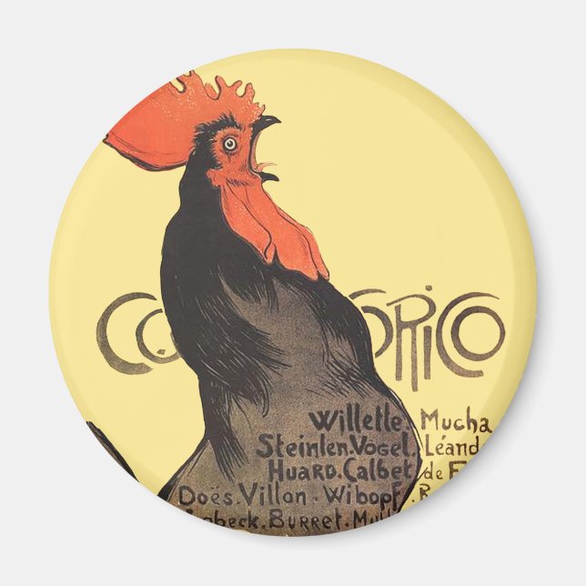 Tupp Steinlen Cocorico Fransk Art Magnet (Framsidan)