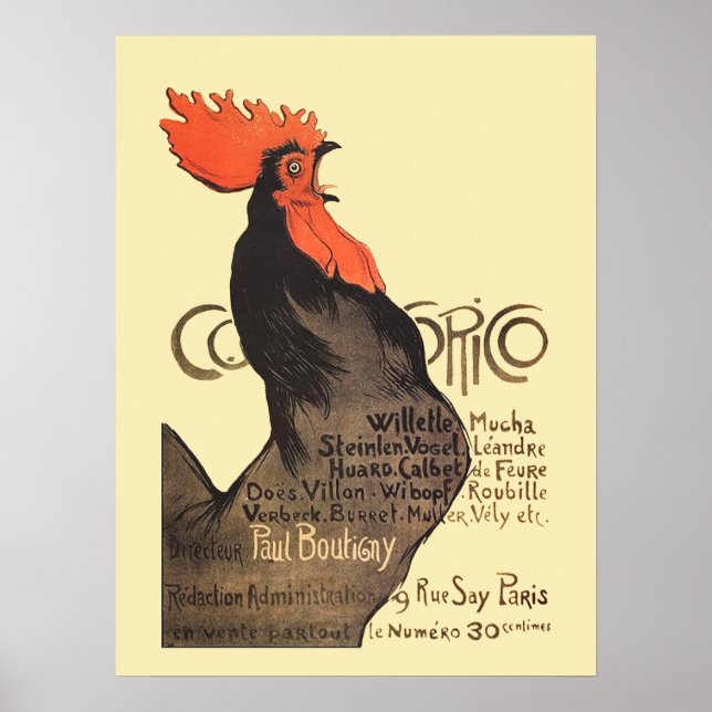 Tupp Steinlen Cocorico Fransk Art Poster (Framsidan)
