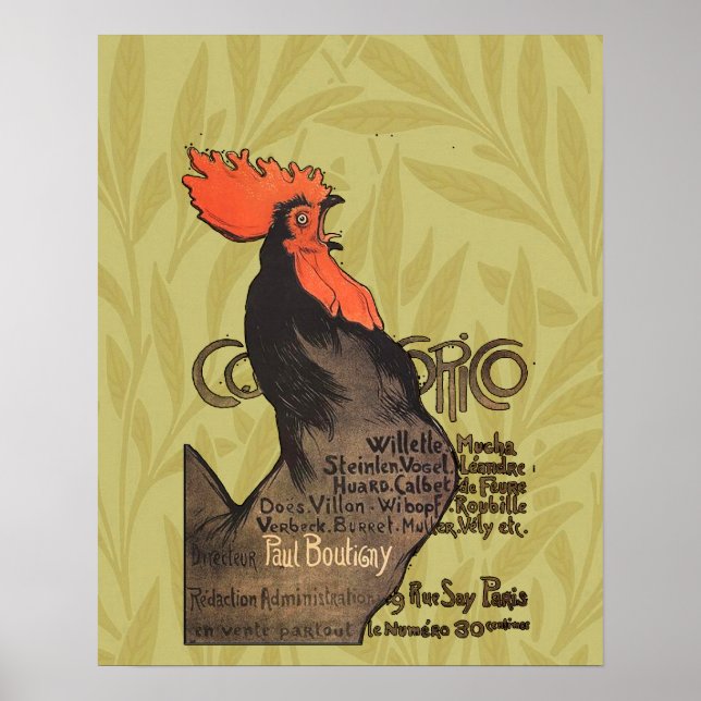 Tupp Steinlen Cocorico Fransk Art Poster (Framsidan)
