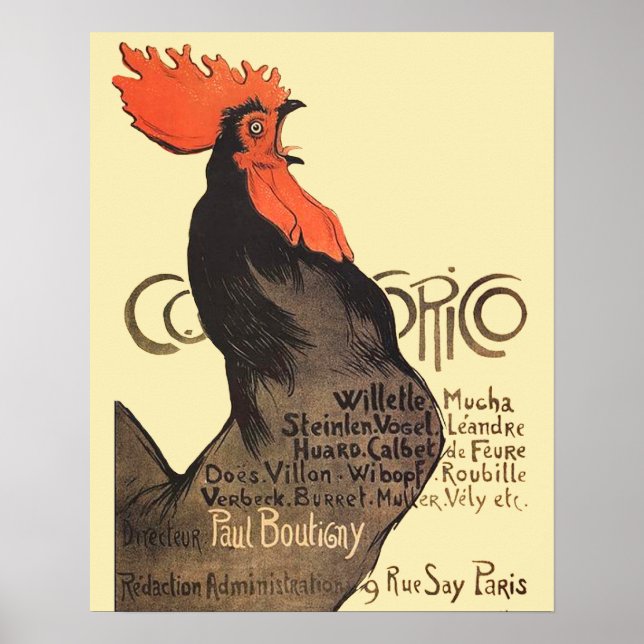 Tupp Steinlen Cocorico Fransk Art Poster (Framsidan)