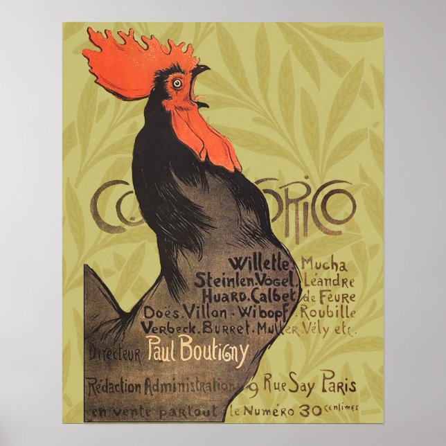 Tupp Steinlen Cocorico Fransk Art Poster (Framsidan)