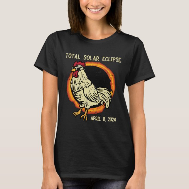 Tupp Total Solar Eclipse 2024 April 8 Manar Kvinno T Shirt (Framsida)