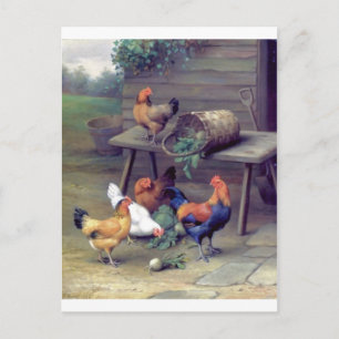 Tupp Turnip Basket Hens Vykort
