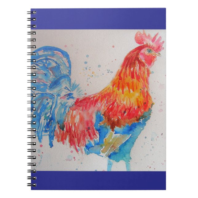 Tupp Vattenfärg Kyckling Fågel Pojkar Notebook Anteckningsbok (Framsidan)