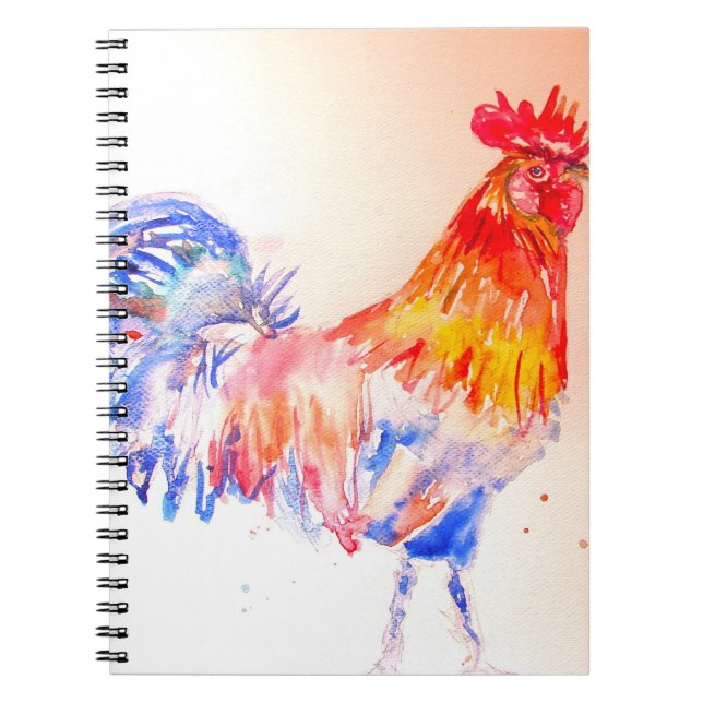 Tupp Watercolor Chicken Bird Kids Boys Notebook Anteckningsbok (Framsidan)
