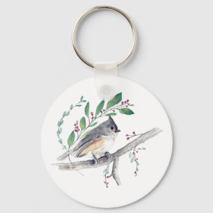 Tuppad timus Bird Art Keychain Nyckelring