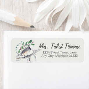 Tuppad timus Bird Art Return-etikett Returadress Etikett