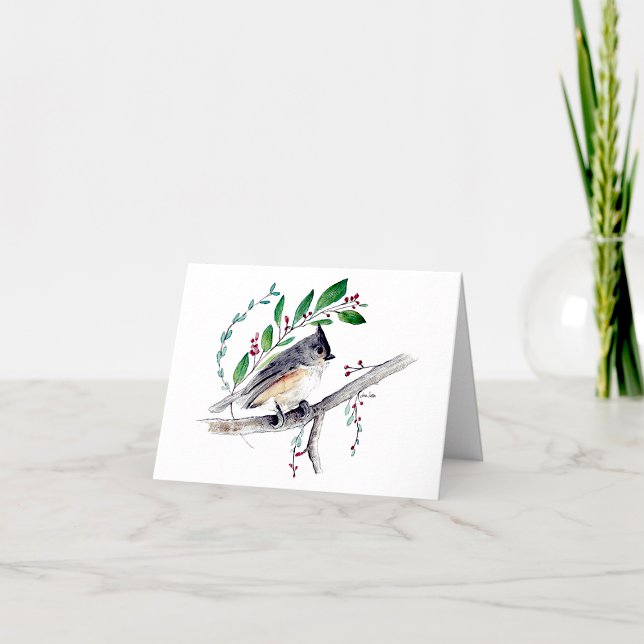 Tuppad timus - vattenfärgsanteckningskort anteckningskort (Tufted Titmouse Watercolor Blank Note Cards from Jenn Steffen Art)