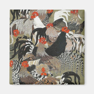 Tuppar Hen Illustration av Ito Jakuchu Magnet