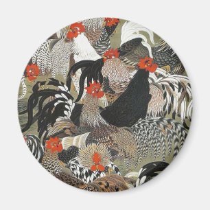 Tuppar Hen Illustration av Ito Jakuchu Magnet