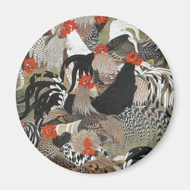 Tuppar Hen Illustration av Ito Jakuchu Magnet (Framsidan)