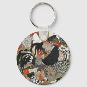 Tuppar Hen Illustration av Ito Jakuchu Nyckelring