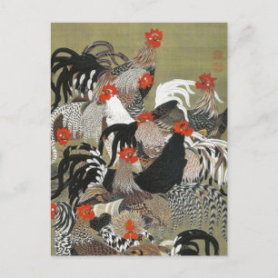 Tuppar Hen Illustration av Ito Jakuchu Vykort