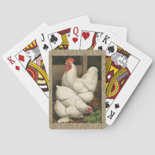 Tuppar & Hen utanför Hen House med White Gräns Spel Kort