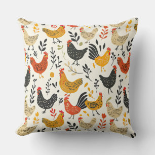 Tuppar och Chickens enkla Illustration Skriv ut Kudde