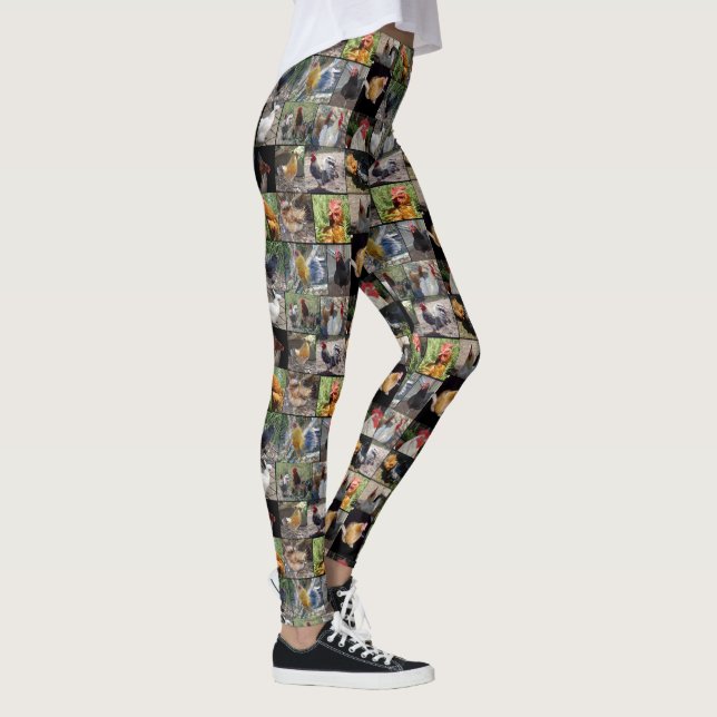 Tuppar och höns fotokollage, leggings (Höger)