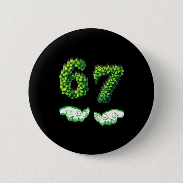 Tur 67 Klöver Nummer Roligt Grönt Shamrock St Pat Knapp (Framsida)