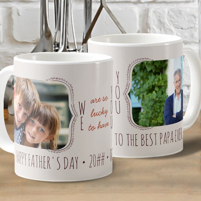 Tur att ha dig 2 foto-Fars dag-kaffe Mugg (Skapare uppladdad)