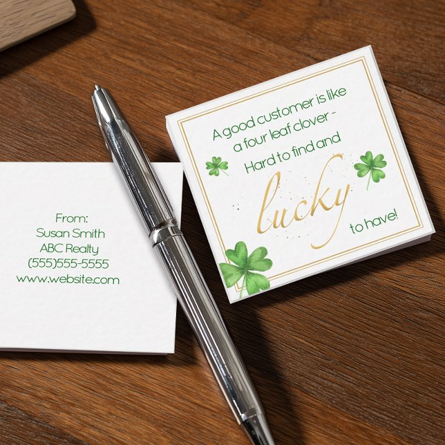 Tur att ha St. Patrick's Day-kund Anteckningskort (Personalized St Patrick's Day pop by card for real estate and business)