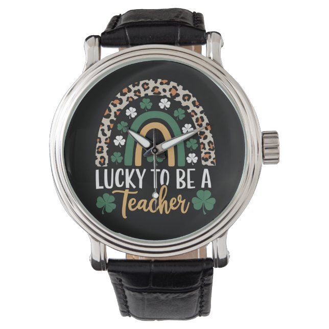Tur att vara en lärare regnbåge St Patrick's Day Armbandsur (Framsida)