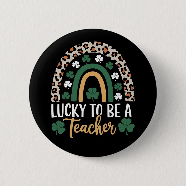Tur att vara en lärare regnbåge St Patrick's Day Knapp (Framsida)