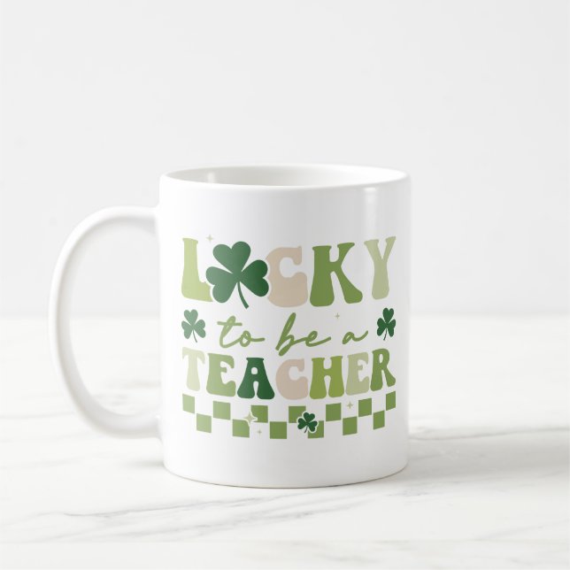 Tur att vara lärare Groovy Retro St patrick's day Kaffemugg (Vänster)