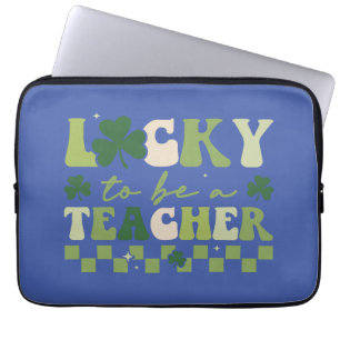 Tur att vara lärare Groovy Retro St patrick's day Laptop Fodral