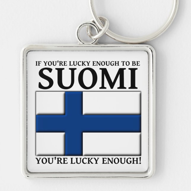 Tur att vara Suomi-nyckelring Fyrkantig Silverfärgad Nyckelring (Framsidan)