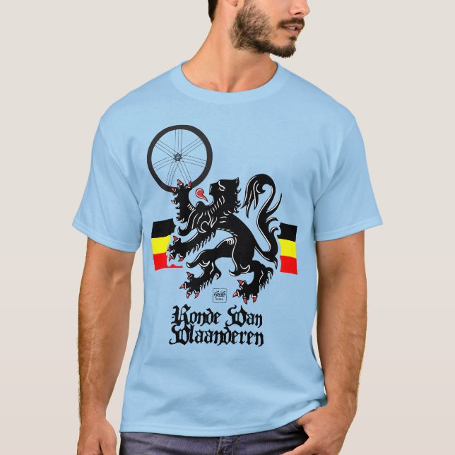 Tur av Flandern Lejon med färg i Belgien T Shirt (Framsida)